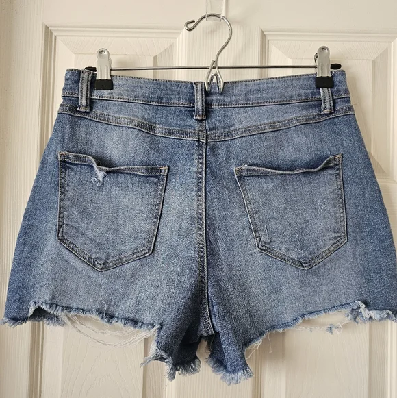 REWASH Distressed Blue Super High-Rise Jean Womens Shorts SIZE 5/27 - Picture 4 of 16